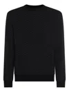Giorgio Armani Embroidered Stretch Wool Blend Sweater In Black