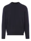 Giorgio Armani Chevron Pattern Long Sleeve Wool Blend Sweater In Blue