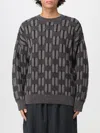 Giorgio Armani Geometric-pattern Crew-neck Sweater In Gray
