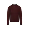 Giorgio Armani Crew Neck Wool Sweater In Burgundy