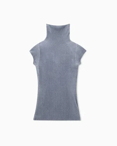 Giorgio Armani Sweater Slim Fit Cup Sleeve Turtleneck English Ribbed Viscose In Gray