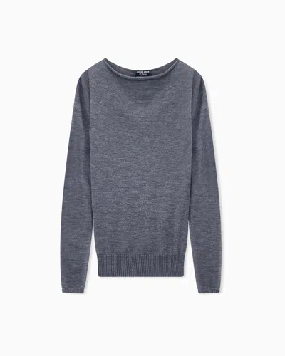 Giorgio Armani Sweater Sweaters Seamless Cashmere Round Neck Long Sleeve In Gray