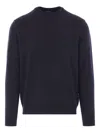 Giorgio Armani Chevron Pattern Long Sleeve Wool Blend Sweater In Blue