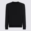 Giorgio Armani Embroidered Stretch Wool Blend Sweater In Black