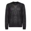Giorgio Armani Mesh Crewneck Sweater Ribbed Finish In Blue