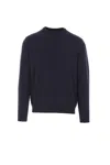 Giorgio Armani Chevron Pattern Long Sleeve Wool Blend Sweater In Blue