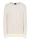 Giorgio Armani Zigzag-embroidered Round-neck Jumper In White
