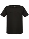 Giorgio Armani Official Store Pure Cotton Interlock T-shirt With Embroidered Logo In Black