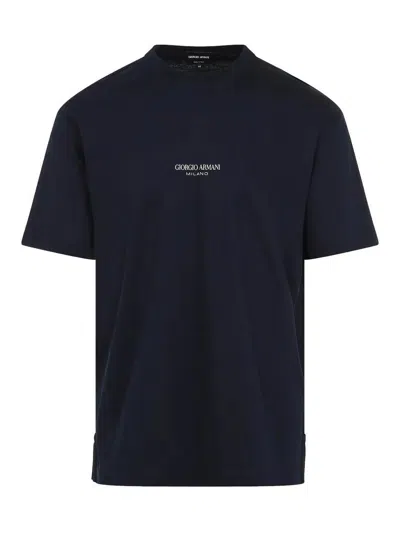 Giorgio Armani Cotton Interlock Crew-neck T-shirt In Black