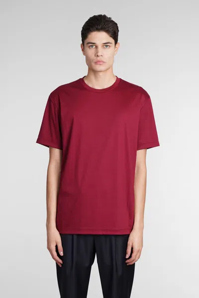 Giorgio Armani Crew-neck Cotton T-shirt In Bordeaux