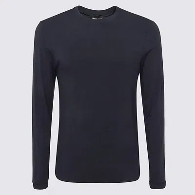 Giorgio Armani Navy Blue Viscose Blend T-shirt