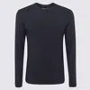 Giorgio Armani Navy Blue Viscose Blend T-shirt In Blue