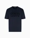 Giorgio Armani Flocked-logo Cotton T-shirt In Blue