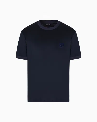 Giorgio Armani T-shirt En Interlock De Coton Avec Logo Ga Brodé
