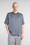 Giorgio Armani T-shirt Shirt In Chevron-print Silk In Blue