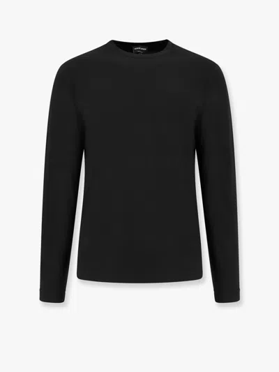 Giorgio Armani T-shirt In Eco-viscosa Stretch In Black