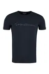 Giorgio Armani Asv Stretch-viscose T-shirt With Signature Logo In Blue