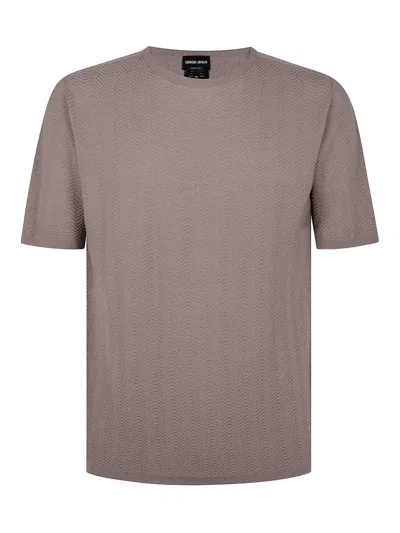 Giorgio Armani Crew Neck Short Sleeves Textured Fabric T-shirt In Multicolor