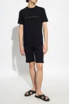 Giorgio Armani Mens Black Beauty Embroidered-logo Crewneck Cotton T-shirt In Black