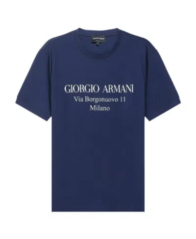 Giorgio Armani T-shirt With Round Neck And Short Sleeves In Blue