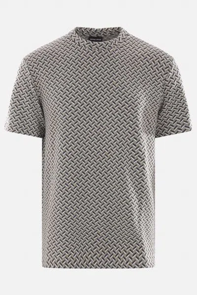 Giorgio Armani Stretch Viscose T-shirt With Geometric Pattern In Red