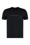 Giorgio Armani Mens Black Beauty Embroidered-logo Crewneck Cotton T-shirt In Black