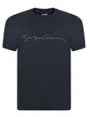 Giorgio Armani Mens Black Beauty Embroidered-logo Crewneck Cotton T-shirt In Blue