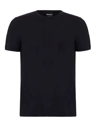 Giorgio Armani Mercerized Viscose Jersey T-shirt In Navy