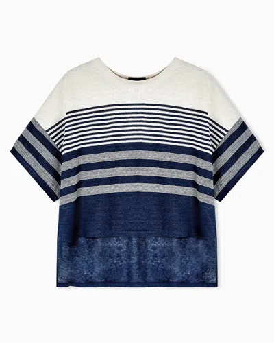 Giorgio Armani Striped Short-sleeve T-shirt In Blue