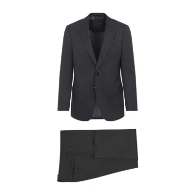 Giorgio Armani Tailored Anthracite Virgin Wool Suit In Black