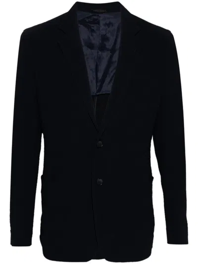 Giorgio Armani Tailored Black Blazer With Notch Lapel And Textured Fabric