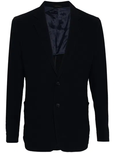 GIORGIO ARMANI TAILORED BLACK BLAZER WITH NOTCH LAPEL AND TEXTURED FABRIC