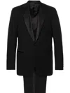 Giorgio Armani Wool Suit With Satin Lapel And Pockets In Black