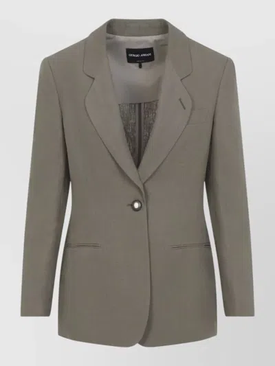 Giorgio Armani Tailored Blazer Jacket Back Vent Notched Lapel In Gray