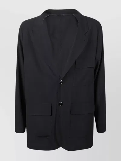 Giorgio Armani Tailored Blazer With Notched Lapel And Pockets In Black