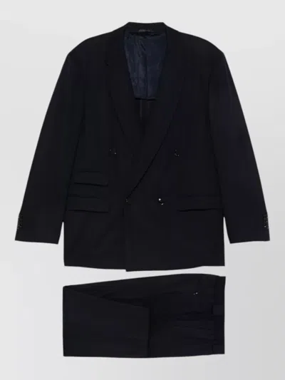 Giorgio Armani Tailored Double Breasted Coat Tapered Leg In Blue