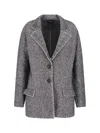 Giorgio Armani Tailored Grey Jacket With Structured Collar And Modern Design In Gray