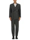Giorgio Armani Tailored Grey Suit With Double-breasted Blazer In Black