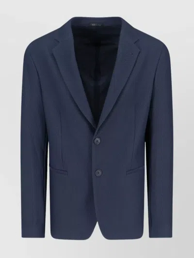 Giorgio Armani Tailored Jacket Textured Fabric In Blue