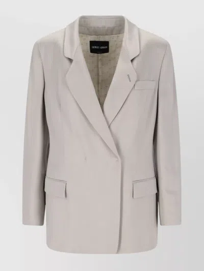 Giorgio Armani Tailored Jacket With Notch Lapel And Button Detail In White