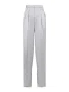 Giorgio Armani Grey Silk Satin Trousers With Double Pleats In Grey
