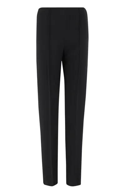 Giorgio Armani Tailored Stretch Viscose Pants With Pleated Detailing In Black