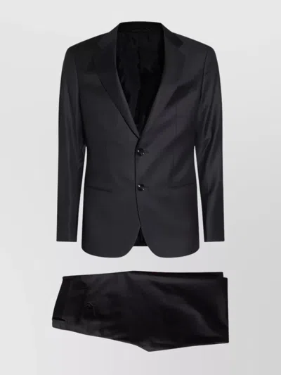 Giorgio Armani Tailored Suit Flat-front Trousers In Black
