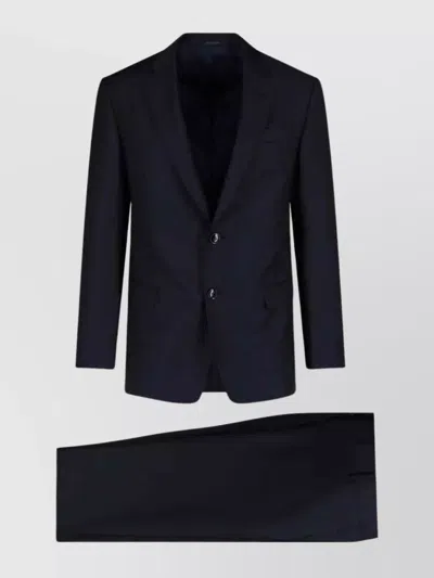 Giorgio Armani Tailored Suit With Back Vent And Notched Lapel In Blue