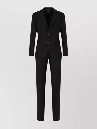 Giorgio Armani Tailored Suit With Notch Lapel And Pockets In Black
