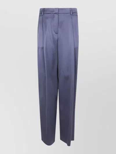 Giorgio Armani Tailored Trousers Belt Loops Pleats Side Pockets In Blue