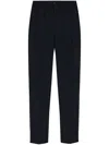Giorgio Armani Cupro And Viscose Jacquard One-dart Trousers In Blue