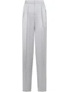 Giorgio Armani Grey Silk Satin Trousers With Double Pleats In Grey