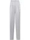 Giorgio Armani Grey Silk Satin Trousers With Double Pleats In Grey