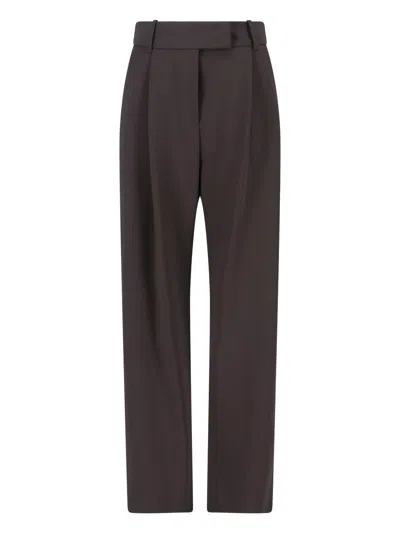 Giorgio Armani Tailored Virgin Wool Trousers In Brown